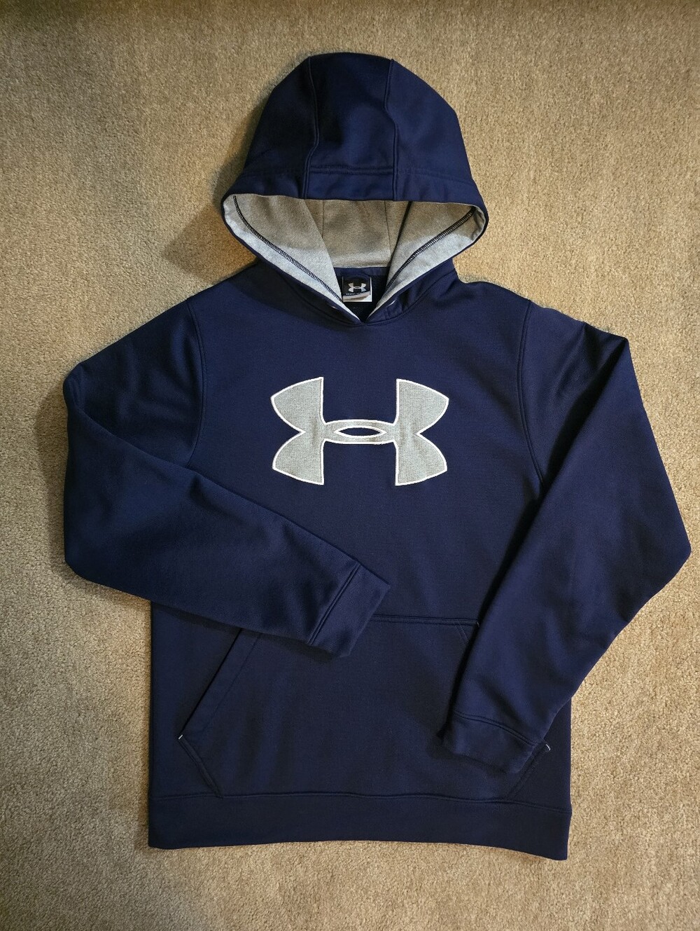 Under Armour Men's Navy Hoodie with Gray Logo